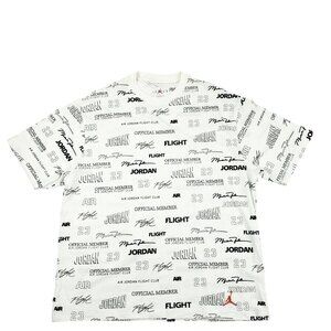 Nike Air Jordan Shirt Men XL Crewneck All-Over Print T-Shirt White Short Sleeve